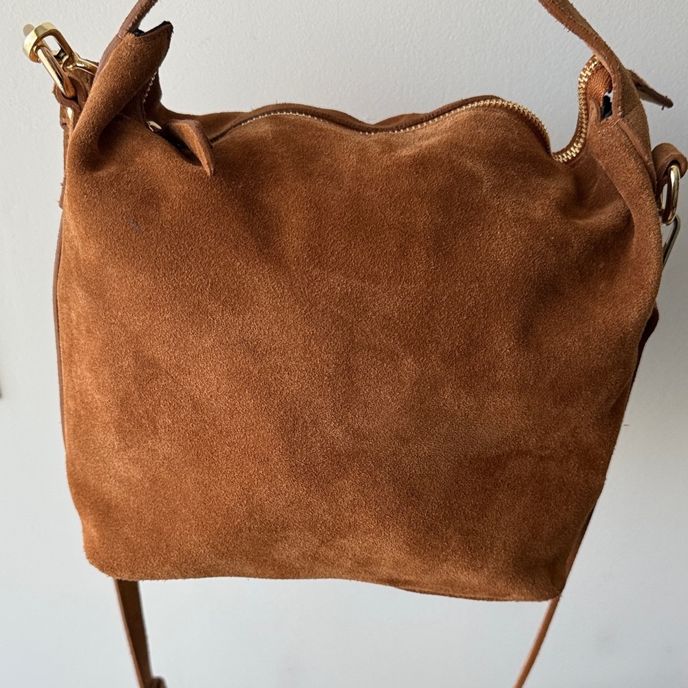 Claudia Firenze Made in Italy Suede Genuine Leather Handbag Purse -Gold Hardware - Picture 6 of 14